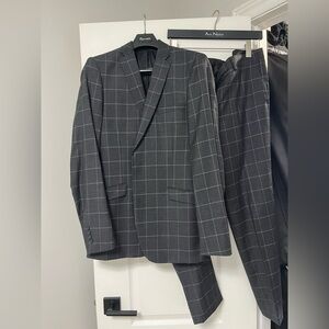 Grey Windowpane 2 Piece Suit
